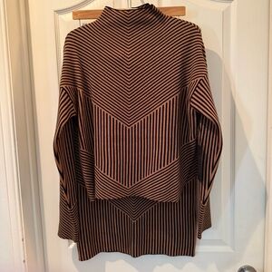 Rachel Zoe set- Black and brown knit sweater with matching midi skirt